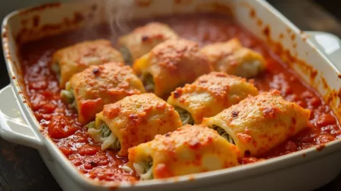 Gołąbki z piekarnika w sosie pomidorowym